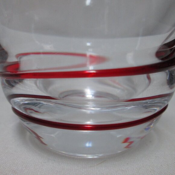 Duiske Kilkenny Irish hand cut glass red swirl votive candle holders Set 2 NEW - Picture 12 of 13
